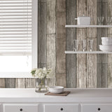 Reclaimed Wood Plank Natural Peel & Stick Wallpaper with Textured Raised Inks - NuWallpaper NU1690