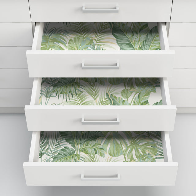 Madagascar Green Peel & Stick Wallpaper with Tropical Botanical Leaves Pattern - NuWallpaper NU3382