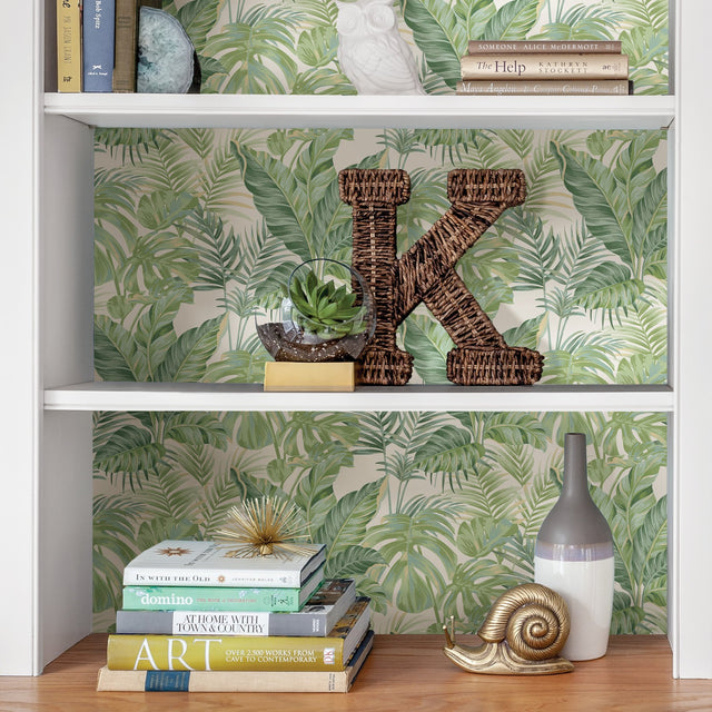 Madagascar Green Peel & Stick Wallpaper with Tropical Botanical Leaves Pattern - NuWallpaper NU3382