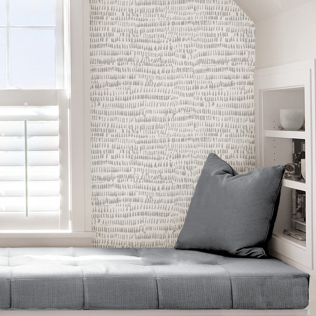 Kylver Grey Peel & Stick Wallpaper with Eclectic Abstract Brushstroke Pattern - NuWallpaper NU3387