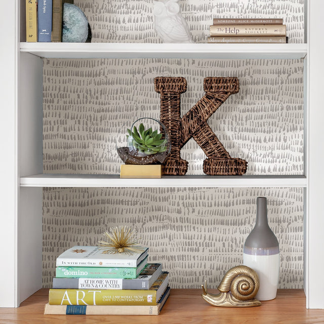 Kylver Grey Peel & Stick Wallpaper with Eclectic Abstract Brushstroke Pattern - NuWallpaper NU3387