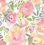 Peachy Keen Pink Peel and Stick Wallpaper by NuWallpaper - NU4823 - Watercolor Peony Floral Pattern