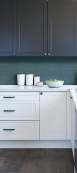 Blue Luxe Faux Grasscloth Blue by NuWallpaper Peel and Stick Wallpaper WallPops 20.5 in x 18 ft About 30.8 sq ft Coverage - NU6004