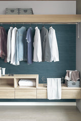 Blue Luxe Faux Grasscloth Blue by NuWallpaper Peel and Stick Wallpaper WallPops 20.5 in x 18 ft About 30.8 sq ft Coverage - NU6004