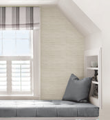 Cream Luxe Faux Grasscloth Peel and Stick Wallpaper in Cream by NuWallpaper Self-Adhesive Textured Wall Covering Roll - NU6005