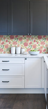 Pink Audrey Pink Large Scale Watercolor Botanical Rose Floral Peel and Stick Removable Wallpaper by NuWallpaper WallPops - NU6006