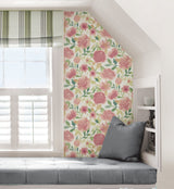 Pink Audrey Pink Large Scale Watercolor Botanical Rose Floral Peel and Stick Removable Wallpaper by NuWallpaper WallPops - NU6006