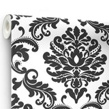 Ariel Black & White Damask Peel & Stick Wallpaper - NuWallpaper NUS1646