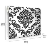 Ariel Black & White Damask Peel & Stick Wallpaper - NuWallpaper NUS1646