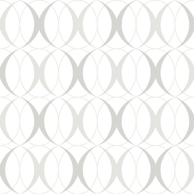Circulate Light Silver Peel & Stick Wallpaper with Modern Geometric Pattern - NuWallpaper NUS1704