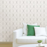 Circulate Light Silver Peel & Stick Wallpaper with Modern Geometric Pattern - NuWallpaper NUS1704