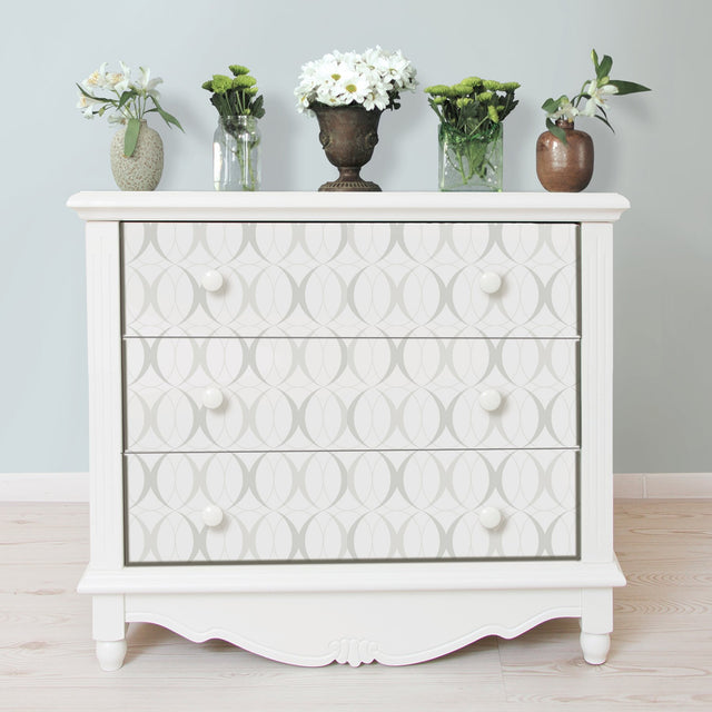 Circulate Light Silver Peel & Stick Wallpaper with Modern Geometric Pattern - NuWallpaper NUS1704