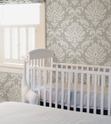 Ariel Grey Damask Peel & Stick Wallpaper - NuWallpaper NUS1935