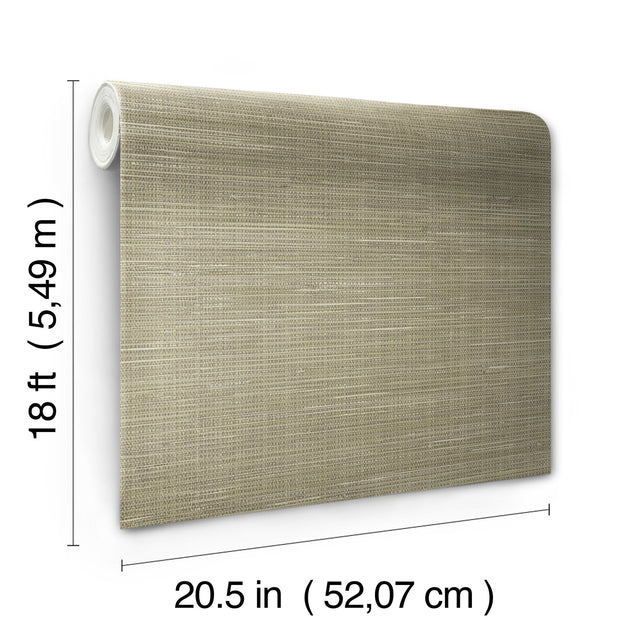 Wheat Grasscloth Peel & Stick Wallpaper in Wheat with Faux Woven Texture, Modern Graphics Pattern - NUS2215