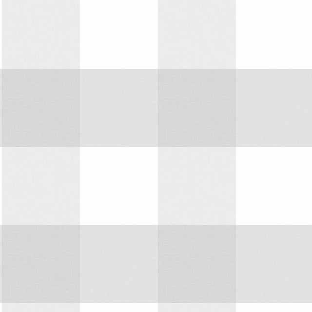 Farmhouse Plaid Grey Peel & Stick Wallpaper with Linen-Print Buffalo Check - NuWallpaper NUS2691