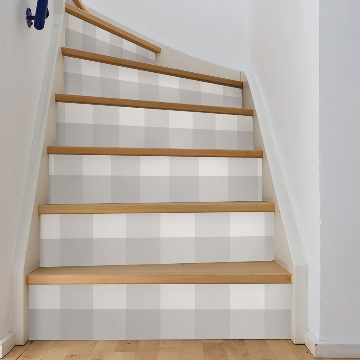 Farmhouse Plaid Grey Peel & Stick Wallpaper with Linen-Print Buffalo Check - NuWallpaper NUS2691