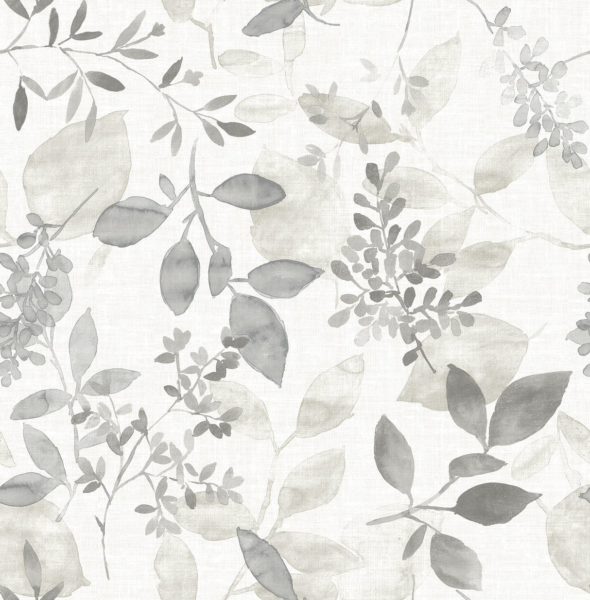 Breezy Grey Peel & Stick Wallpaper with Botanical Leaves - NuWallpaper NUS3144