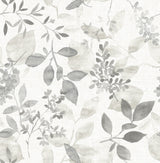Breezy Grey Peel & Stick Wallpaper with Botanical Leaves - NuWallpaper NUS3144