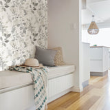 Breezy Grey Peel & Stick Wallpaper with Botanical Leaves - NuWallpaper NUS3144
