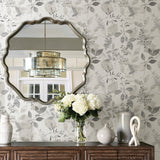 Breezy Grey Peel & Stick Wallpaper with Botanical Leaves - NuWallpaper NUS3144