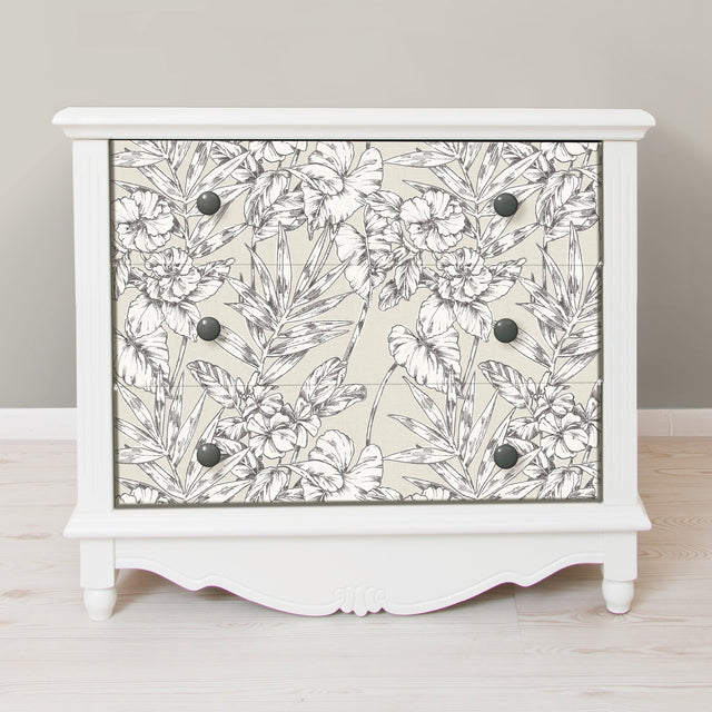 Cayman Grey Peel & Stick Wallpaper with Botanical Floral Pattern - NuWallpaper NUS3145