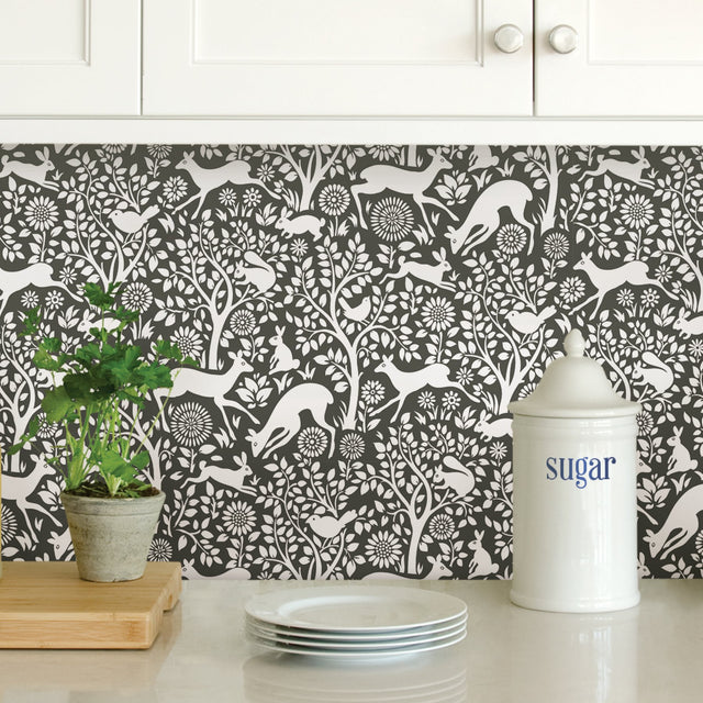 Merriment Charcoal Peel & Stick Wallpaper