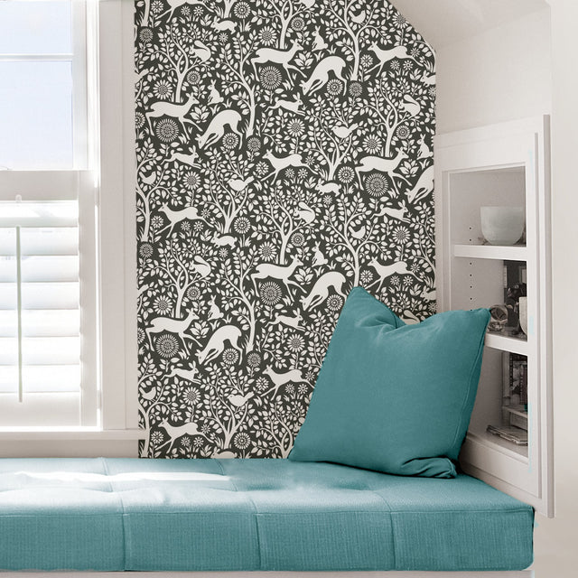 Merriment Charcoal Peel & Stick Wallpaper