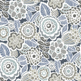 Dream On Navy Peel & Stick Floral Wallpaper with Modern Vintage Flowers - NuWallpaper NUS3160