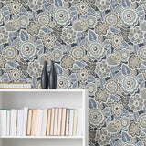 Dream On Navy Peel & Stick Floral Wallpaper with Modern Vintage Flowers - NuWallpaper NUS3160
