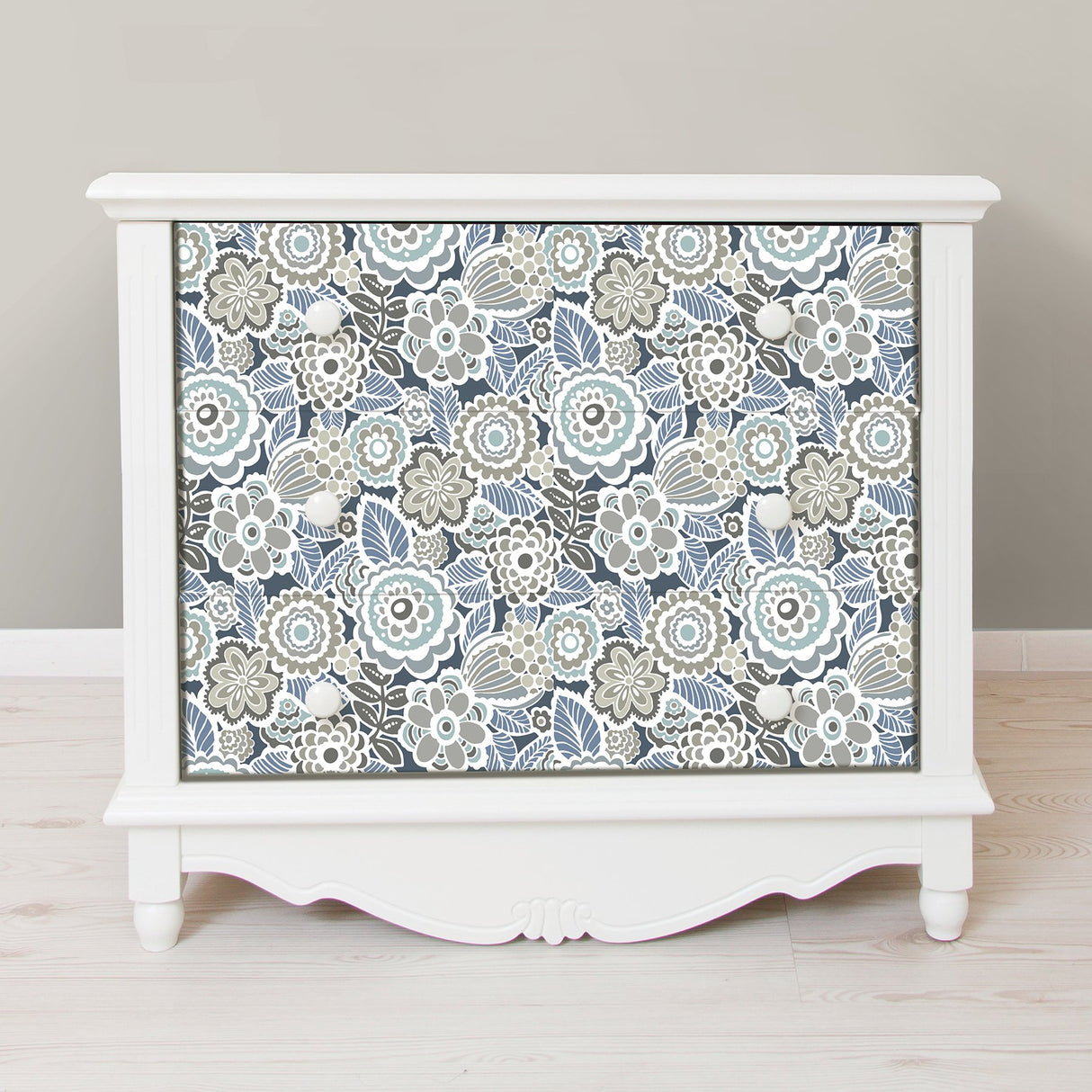 Dream On Navy Peel & Stick Floral Wallpaper with Modern Vintage Flowers - NuWallpaper NUS3160
