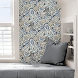 Dream On Navy Peel & Stick Floral Wallpaper with Modern Vintage Flowers - NuWallpaper NUS3160