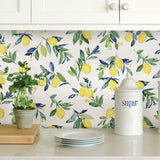 Lemon Drop Yellow Peel & Stick Wallpaper with Vintage Lemon Motif - NuWallpaper NUS3161