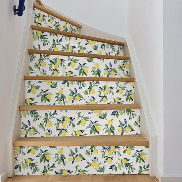 Lemon Drop Yellow Peel & Stick Wallpaper with Vintage Lemon Motif - NuWallpaper NUS3161