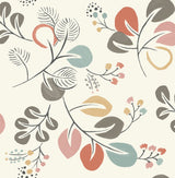 Astrilde Multicolor Peel & Stick Wallpaper with Scandinavian Botanical Trails - NuWallpaper NUS3259