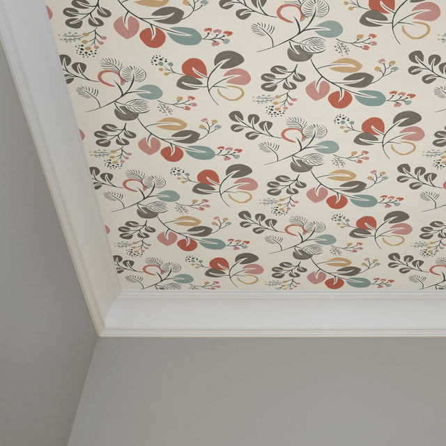 Astrilde Multicolor Peel & Stick Wallpaper with Scandinavian Botanical Trails - NuWallpaper NUS3259