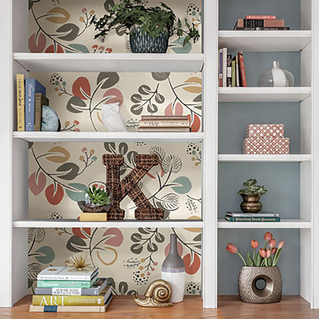 Astrilde Multicolor Peel & Stick Wallpaper with Scandinavian Botanical Trails - NuWallpaper NUS3259