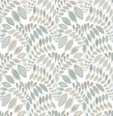 Gustavus Grey Peel & Stick Wallpaper with Scandinavian Botanical Leaf Pattern - NuWallpaper NUS3260
