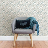Gustavus Grey Peel & Stick Wallpaper with Scandinavian Botanical Leaf Pattern - NuWallpaper NUS3260