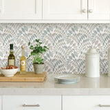 Gustavus Grey Peel & Stick Wallpaper with Scandinavian Botanical Leaf Pattern - NuWallpaper NUS3260