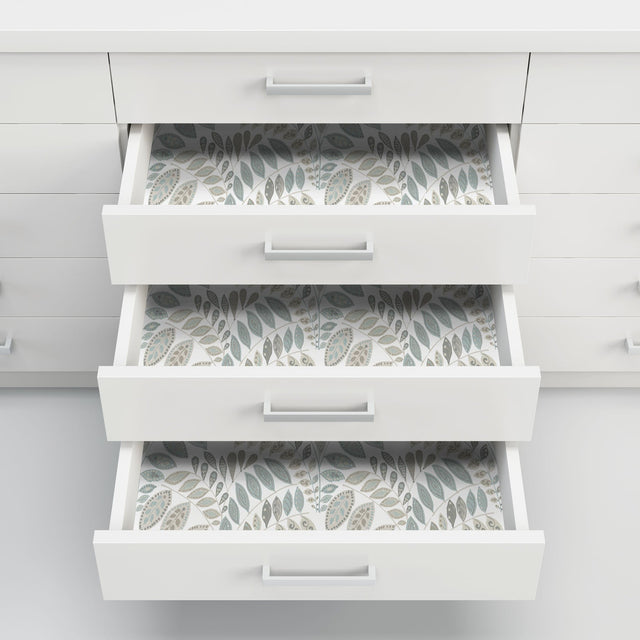 Gustavus Grey Peel & Stick Wallpaper with Scandinavian Botanical Leaf Pattern - NuWallpaper NUS3260