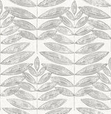 Terrain Grey Peel & Stick Wallpaper with Scandinavian Botanical Leaf Pattern - NuWallpaper NUS3263