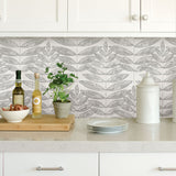 Terrain Grey Peel & Stick Wallpaper with Scandinavian Botanical Leaf Pattern - NuWallpaper NUS3263
