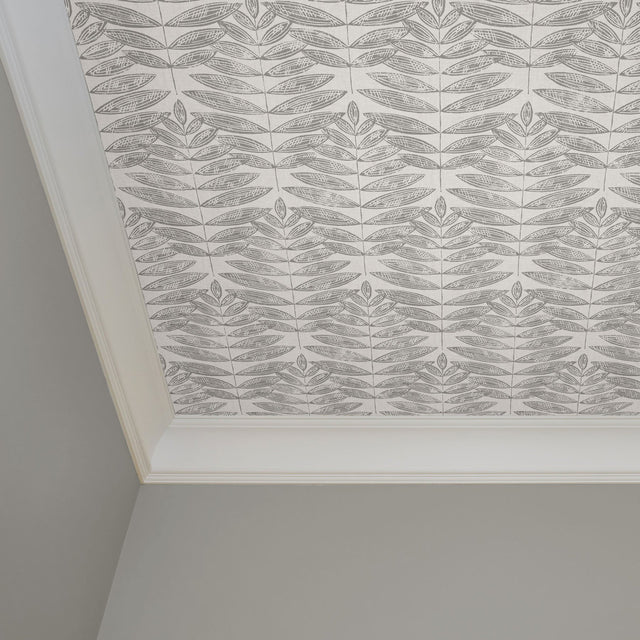 Terrain Grey Peel & Stick Wallpaper with Scandinavian Botanical Leaf Pattern - NuWallpaper NUS3263