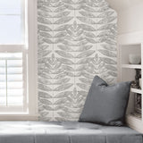 Terrain Grey Peel & Stick Wallpaper with Scandinavian Botanical Leaf Pattern - NuWallpaper NUS3263