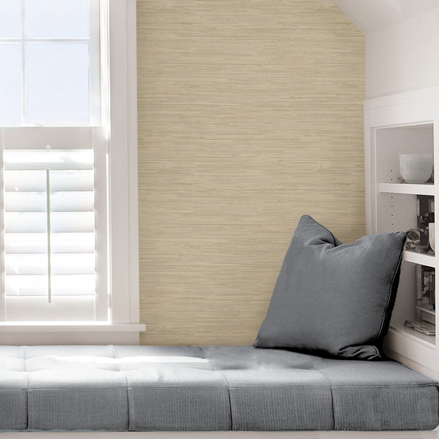 Tibetan Grasscloth Cream Peel & Stick Wallpaper with Faux Grasscloth Pattern - NuWallpaper NUS3336