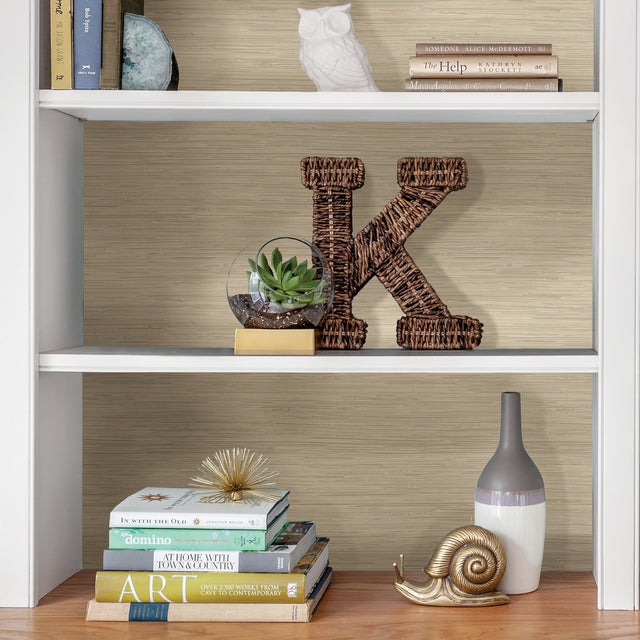 Tibetan Grasscloth Cream Peel & Stick Wallpaper with Faux Grasscloth Pattern - NuWallpaper NUS3336