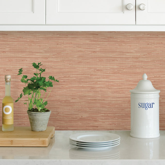 Tibetan Grasscloth Spice Peel & Stick Wallpaper in Faux Grasscloth Pattern - NuWallpaper NUS3339