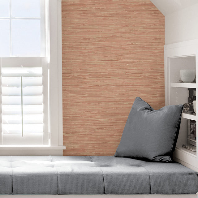 Tibetan Grasscloth Spice Peel & Stick Wallpaper in Faux Grasscloth Pattern - NuWallpaper NUS3339