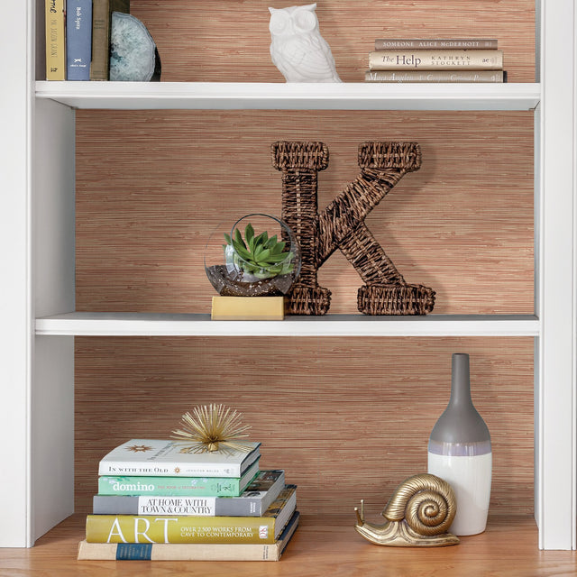 Tibetan Grasscloth Spice Peel & Stick Wallpaper in Faux Grasscloth Pattern - NuWallpaper NUS3339