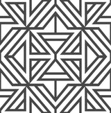 Linear Black Peel & Stick Wallpaper with Modern Geometric Pattern - NuWallpaper NUS3499